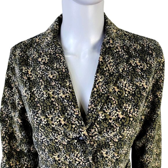 Gap Vintage Y2K Corduroy Blazer Jacket Women 8 Medium Suit Coat Brown Black Work - Picture 2 of 16